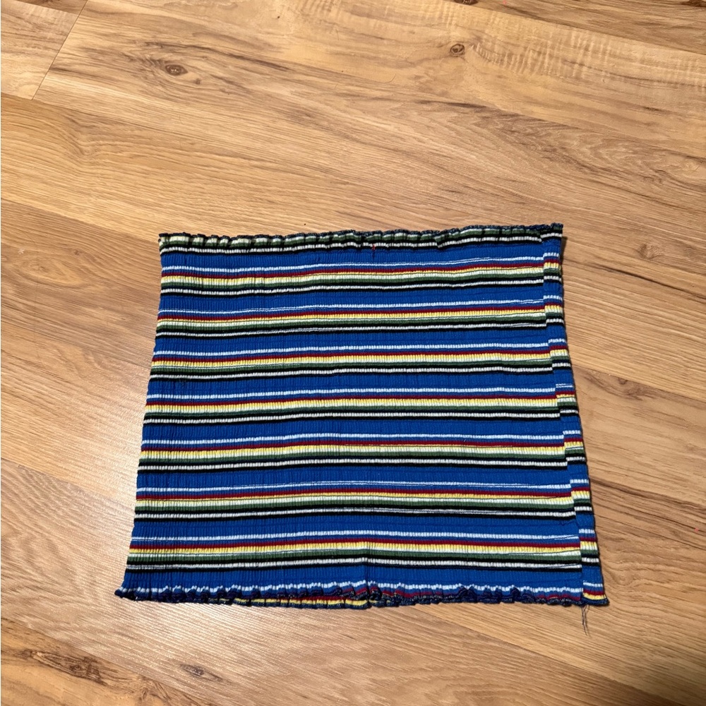 Hot Kiss Blue Multicolor Striped Crop Top